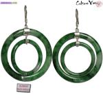 Boucles d'oreilles double anneaux en jade - Miniature