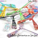 Pack 10 libellules flottante en bambou - Miniature