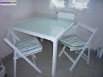 Table en verre + 4 chaises en bois - Miniature